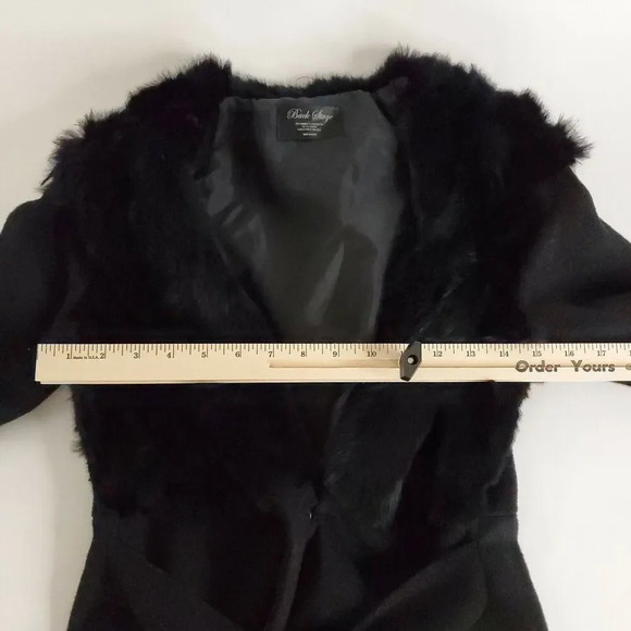 Back Stage Wool Coat Womens Size Small Black Faux Fur Made in Korea Snap Button - Picture 11 of 12